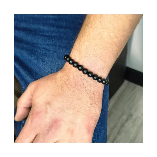 Bransoletka męska czarna talizman amulet ochrona siła